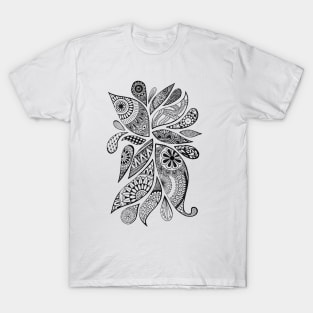 Abstract Zentangle Swirls Design (black on white) T-Shirt